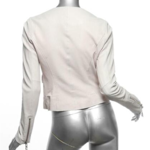 JOIE VIVIANETTE Soft Sand Leather Moto Asymmetrical Zip Jacket Coat S - Picture 4 of 16